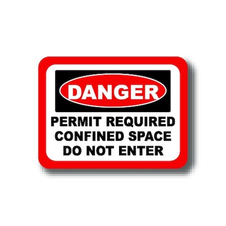 Ergomat 12in x 9in RECTANGLE SIGNS - Danger Permit Required Confined Space Do Not Enter DSV-SIGN 108 #2261 -UEN